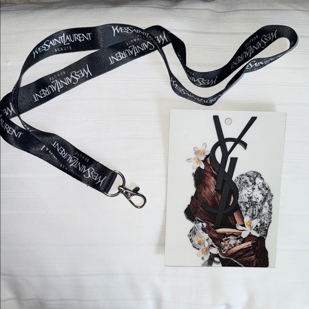 Yves Saint Laurent Black Lanyard with Artistic ID Holder